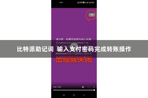 比特派助记词  输入支付密码完成转账操作
